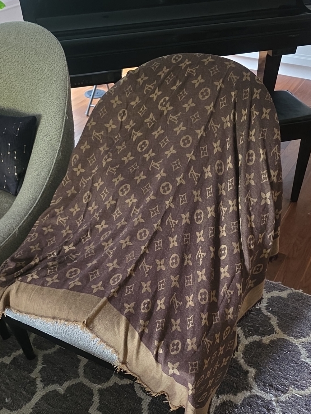 Luxury Brown Patterned Designer-Inspired Throw Scarf